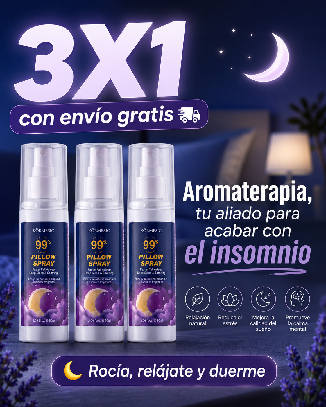 Spray relajante para dormir mejor KORMESIC ¡3x1!