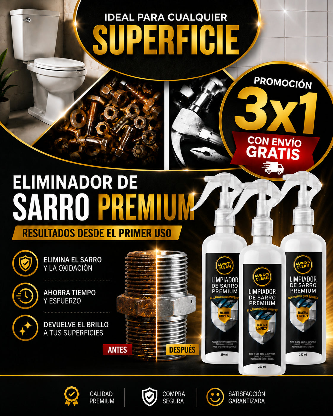 Quita Sarro Premium Always Clean ¡3X1!