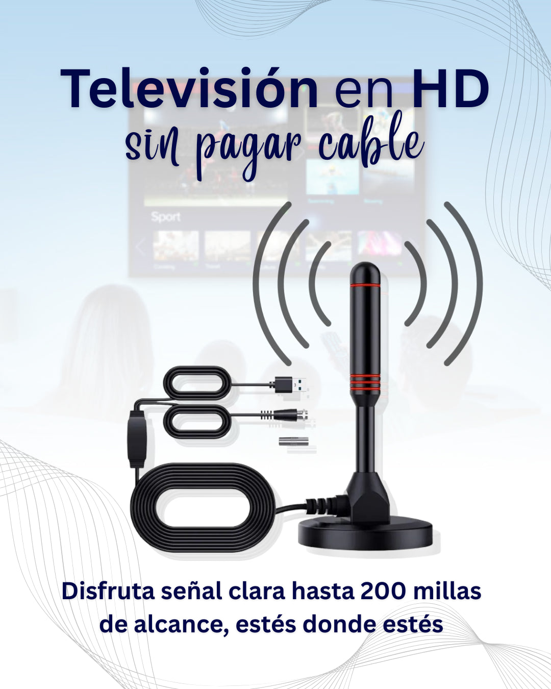 Antena de TV HD Portátil 30DBI